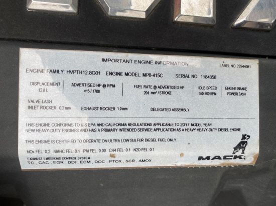 Picture of (Used) 2017 MACK MP8 ENGINE ASSEMBLY