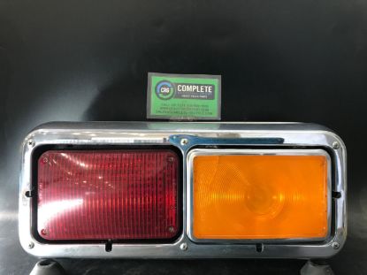 Picture of Used 1999 Pierce Low Floor Bus, Parking/marker lamp assembly, passenger side, orange lamp and red lamp, plastic lens
Part No: 450