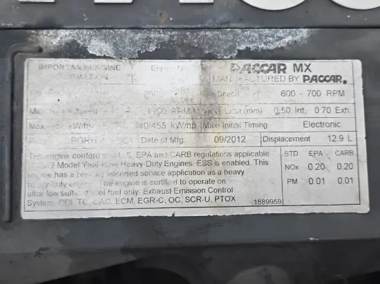 Picture of (Core) Engine does Turn 360 Degrees Complete, 2012 PACCAR MX13, ENGINE ASSEMBLY