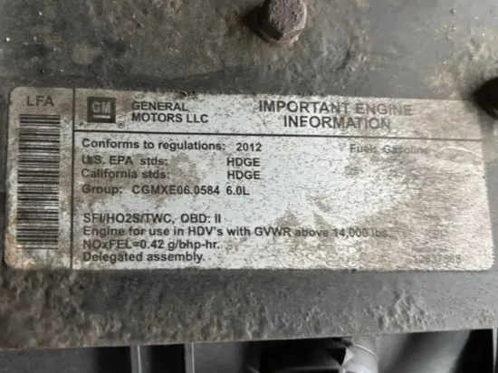 Picture of (Used) 2012 GM/Chev (HD) 6.0L, ENGINE ASSEMBLY