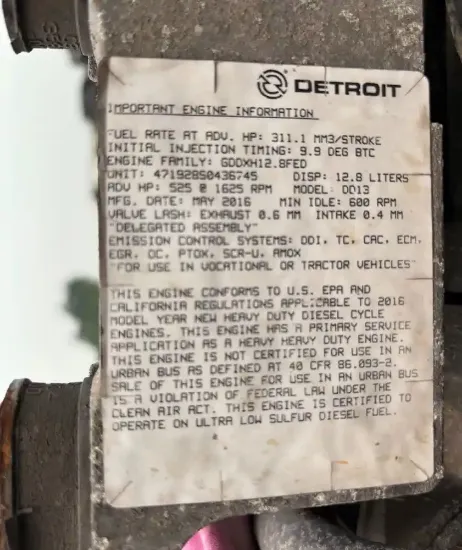 Picture of (Used) 2016 Detroit DD13, ENGINE ASSEMBLY