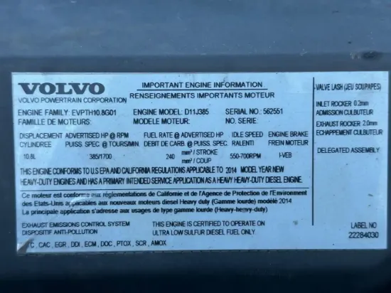 Picture of (Used) 2014 Volvo D11, ENGINE ASSEMBLY