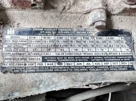 Picture of (Used) Blowby Excessive, 1984 International DT466, ENGINE ASSEMBLY